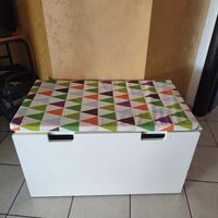panca legno con cassettone e cuscino 