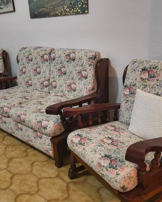 Divano e due poltrone in stile rustico/country