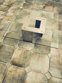 Tavolo da fumo anni '70 LAMPERTI - acciaio e crist