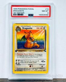 Carta PSA 8 pokemon dragonite 1 st edition 19/62