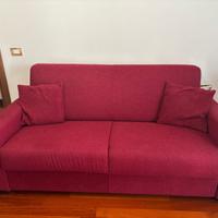 Divano letto tessuto bordeaux semi-nuovo