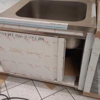 lavello acciaio inox armadiato 140x70x85