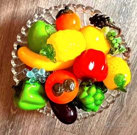 Centrotavola frutta di vetro -stile Murano 19 pz