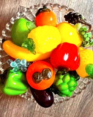 Centrotavola frutta di vetro -stile Murano 19 pz