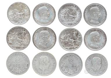 Lotto  monete 2 Lire in argento