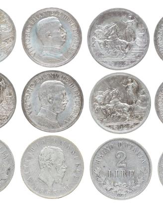 Lotto  monete 2 Lire in argento