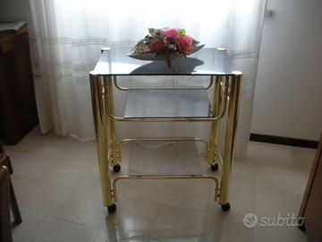 CARRELLO IN OTTONE E VETRO
