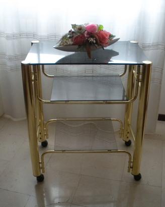CARRELLO IN OTTONE E VETRO
