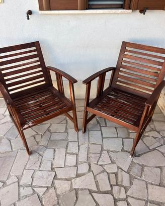 Salottino in legno 2 sedie ed 1 tavolino