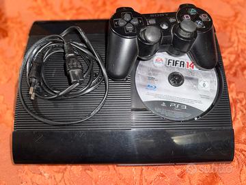 Playstation 3superslim nera+cavo+fifa e controller