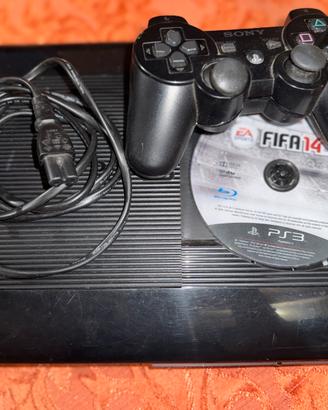 Playstation 3superslim nera+cavo+fifa e controller