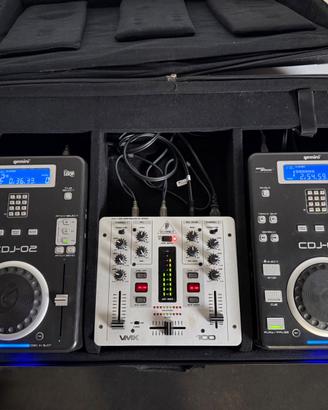 Impianto DJ - 2 Lettori DC Gemini CDJ-02+1 Mixer