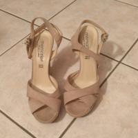 Sandali donna in camoscio colore beige