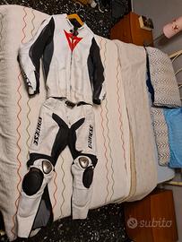 Tuta moto Dainese 56 bianca