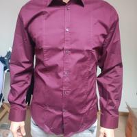 Camicia uomo bordeaux Sonny Bono,XL slim fit nuova