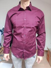 Camicia uomo bordeaux Sonny Bono,XL slim fit nuova