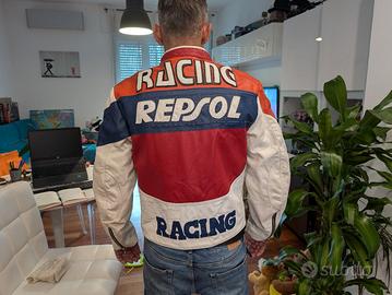 Giubbotto moto in pelle artigianale Repsol