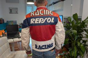 Giubbotto moto in pelle artigianale Repsol