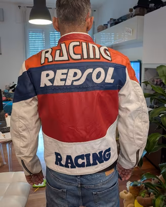 Giubbotto moto in pelle artigianale Repsol