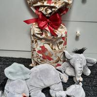 Set 3 elefantini pelouche + pacchetto sorpresa