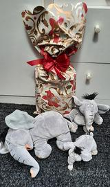 Set 3 elefantini pelouche + pacchetto sorpresa