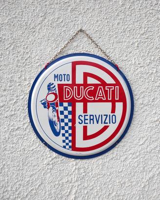 Insegna tabella bottone smaltato Moto Ducati 