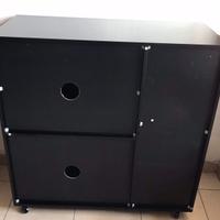 Mobile nero da cucina per microonde con ruote