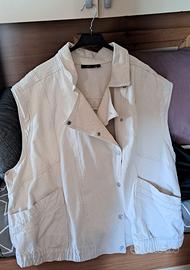 Giubbotto di jeans bianco panna