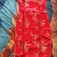 Vestito da donna stile cinese rosso e oro