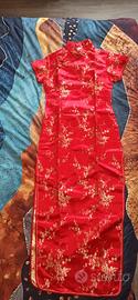 Vestito da donna stile cinese rosso e oro
