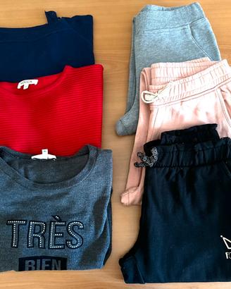 Set 3 Maglie + 3 Pantaloni Tuta bambina 10 anni