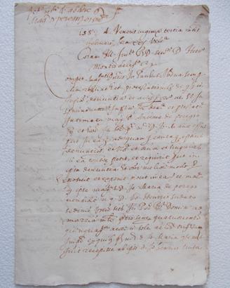 Documento giudiziario manoscritto – anno 1582