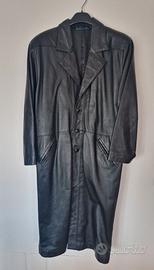 Impermeabile uomo Trench 100% pelle nero