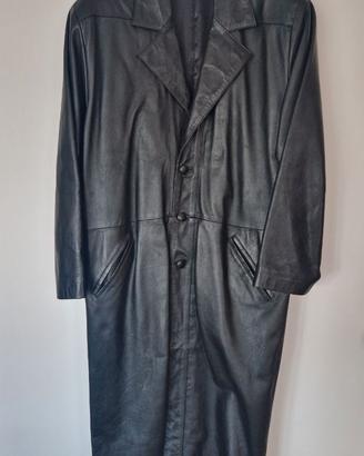 Impermeabile uomo Trench 100% pelle nero