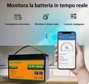 Batteria al litio  12v 150ah bluetooth