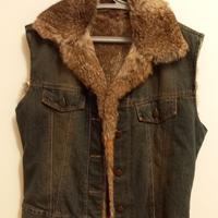 Gilet denim e pelliccia