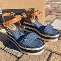 Sandali zeppa Wrangler in jeans e cuoio – n. 37