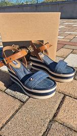 Sandali zeppa Wrangler in jeans e cuoio – n. 37