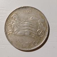 Moneta Commmemorativa 500 Lire Argento 1861-1961, 