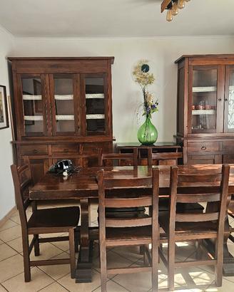 Sala da pranzo soggiorno legno massello completa