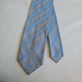 splendida cravatta in seta  bande azzurre Nardelli