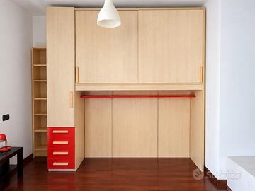 mobile legno ponte cameretta ideale marrone rosso