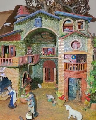 Presepe natalizio completo di luci