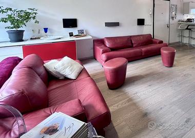 2 Divani in pelle + 2 pouf top di gamma