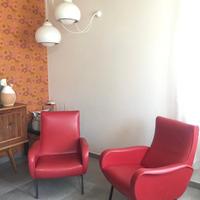 Poltrone rosse modernariato vintage anni 50