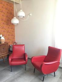 Poltrone rosse modernariato vintage anni 50