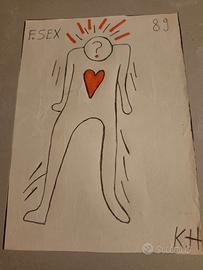 Keith Haring disegno su cartoncino