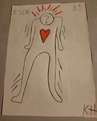 Keith Haring disegno su cartoncino