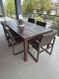 Tavolo da esterno in legno completo di 6 sedie
