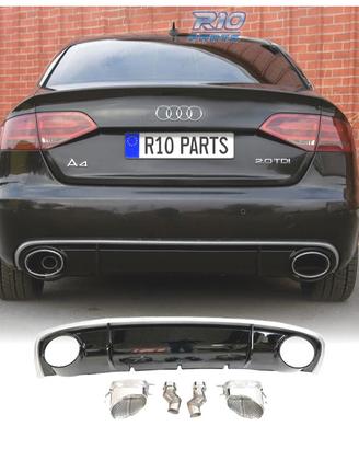 DIFFUSORE AUDI A4 B8 11-15 LOOK RS4 DOPPIA USCITA